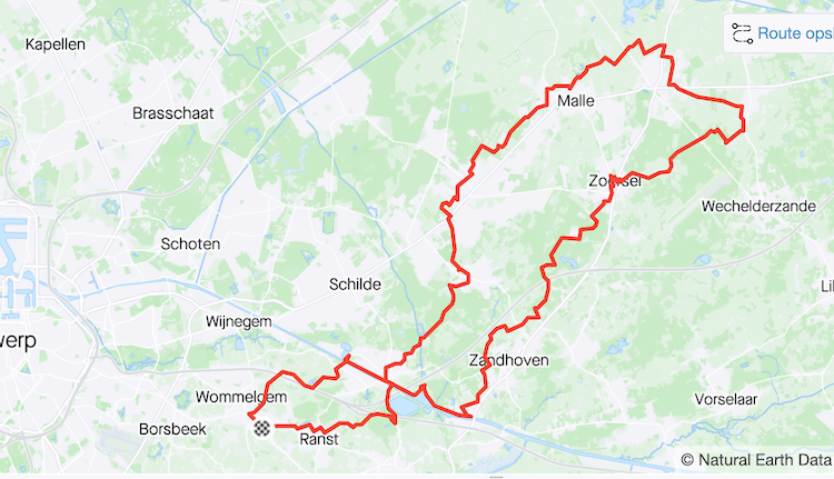 kaartje van de route